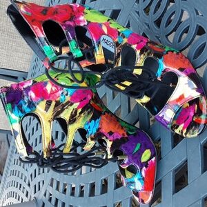 Steve Madden Cynthia lace up multi colored heels size 5.5